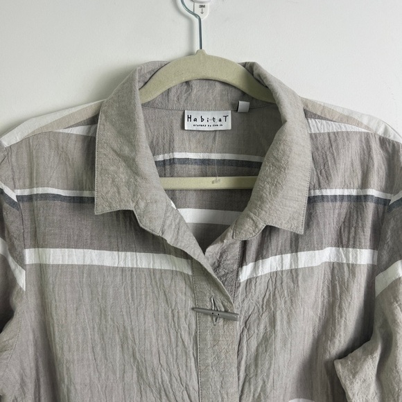 NWOT Habitat Small Shades Of Taupe Cotton Artsy Bohemian Relaxed Fit Tunic Top - Picture 4 of 10